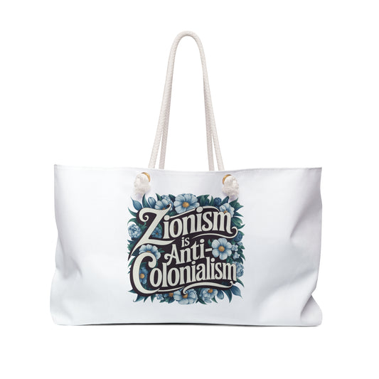 Zionism Is Anti-Colonialism Weekender Bag | Statement Travel Tote | Floral Jewish Pride | Nova Nostalgia Original Design