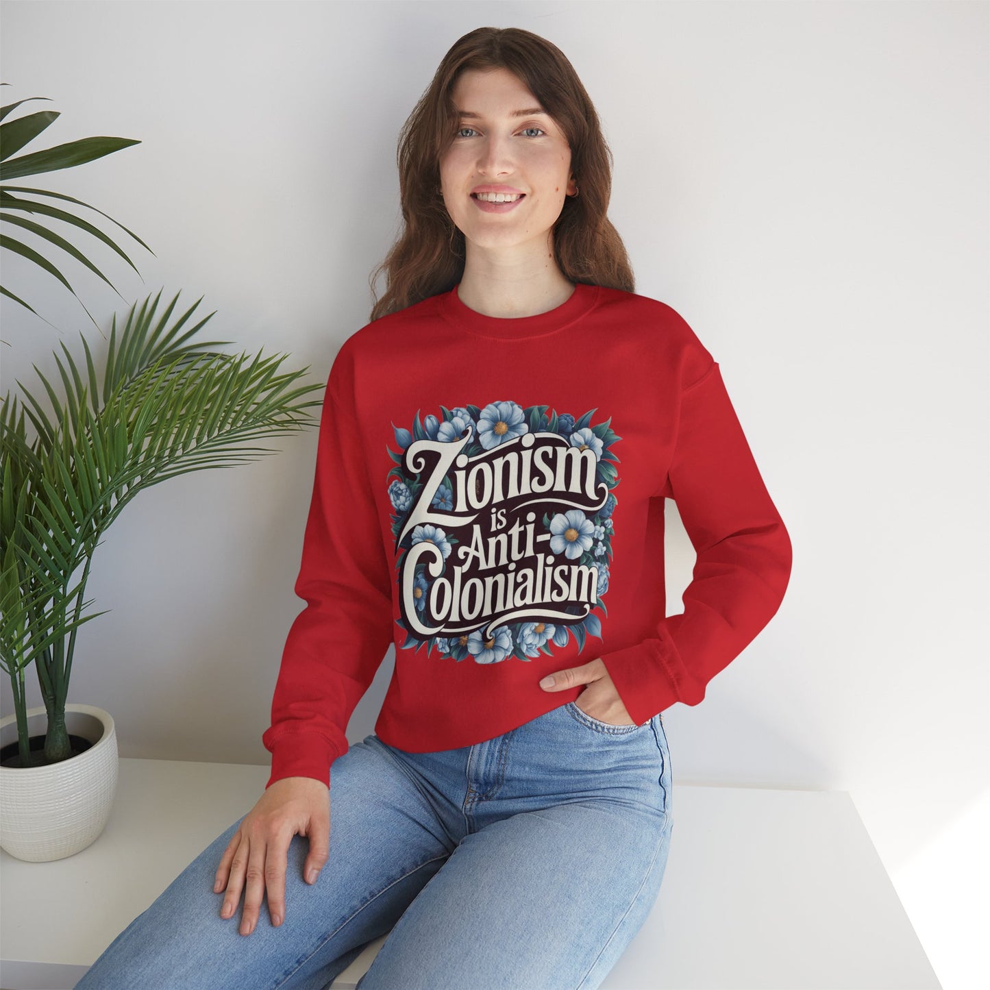 Zionism is Anti-Colonialism Crewneck Sweatshirt | Unisex Heavy Blend™ — a Nova Nostalgia 🪬 Original Design