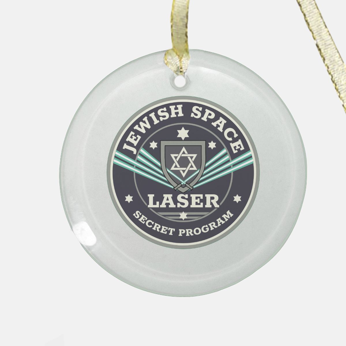 Jewish Space Laser Clear Glass Ornament (Round)