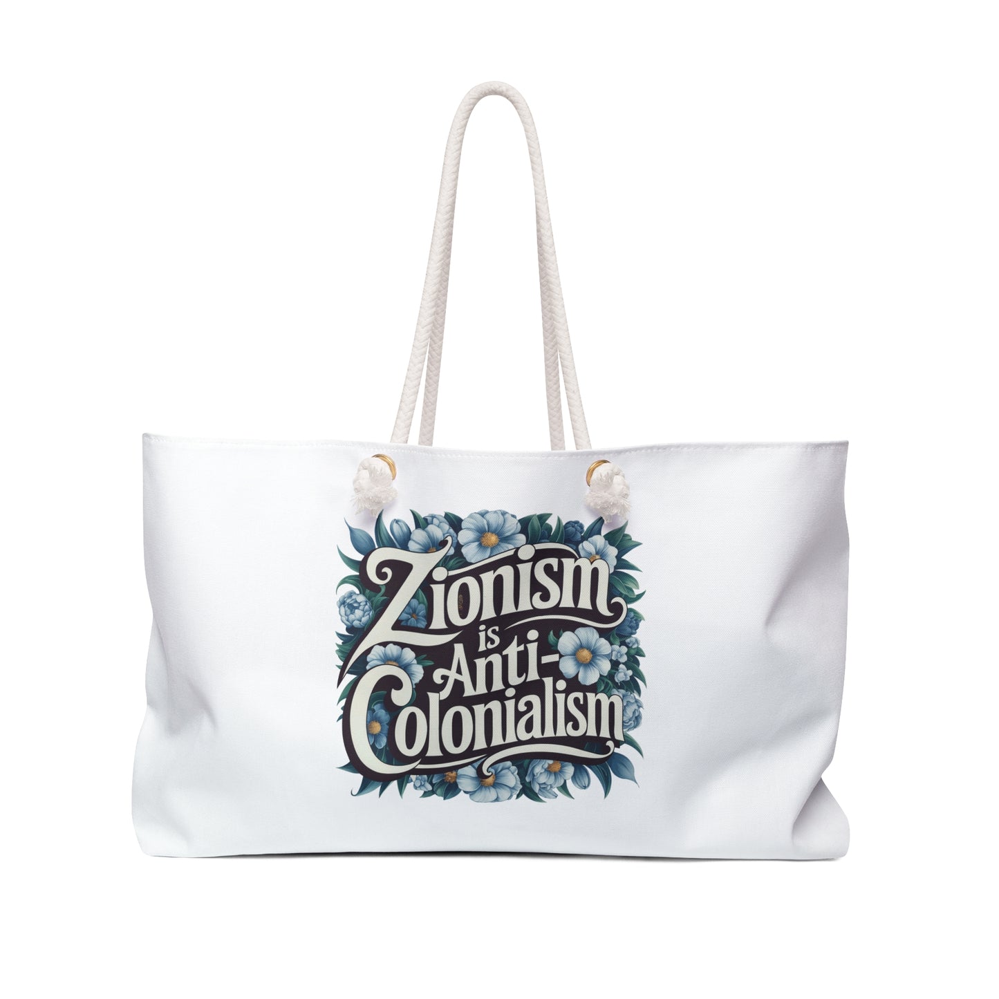 Zionism Is Anti-Colonialism Weekender Bag | Statement Travel Tote | Floral Jewish Pride  | Nova Nostalgia Original Design