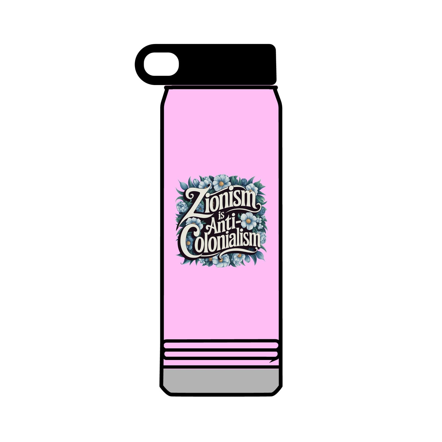 Water Bottle, 32oz - "Zionism is Anti-Colonialism" Flower Design (personalization available!)