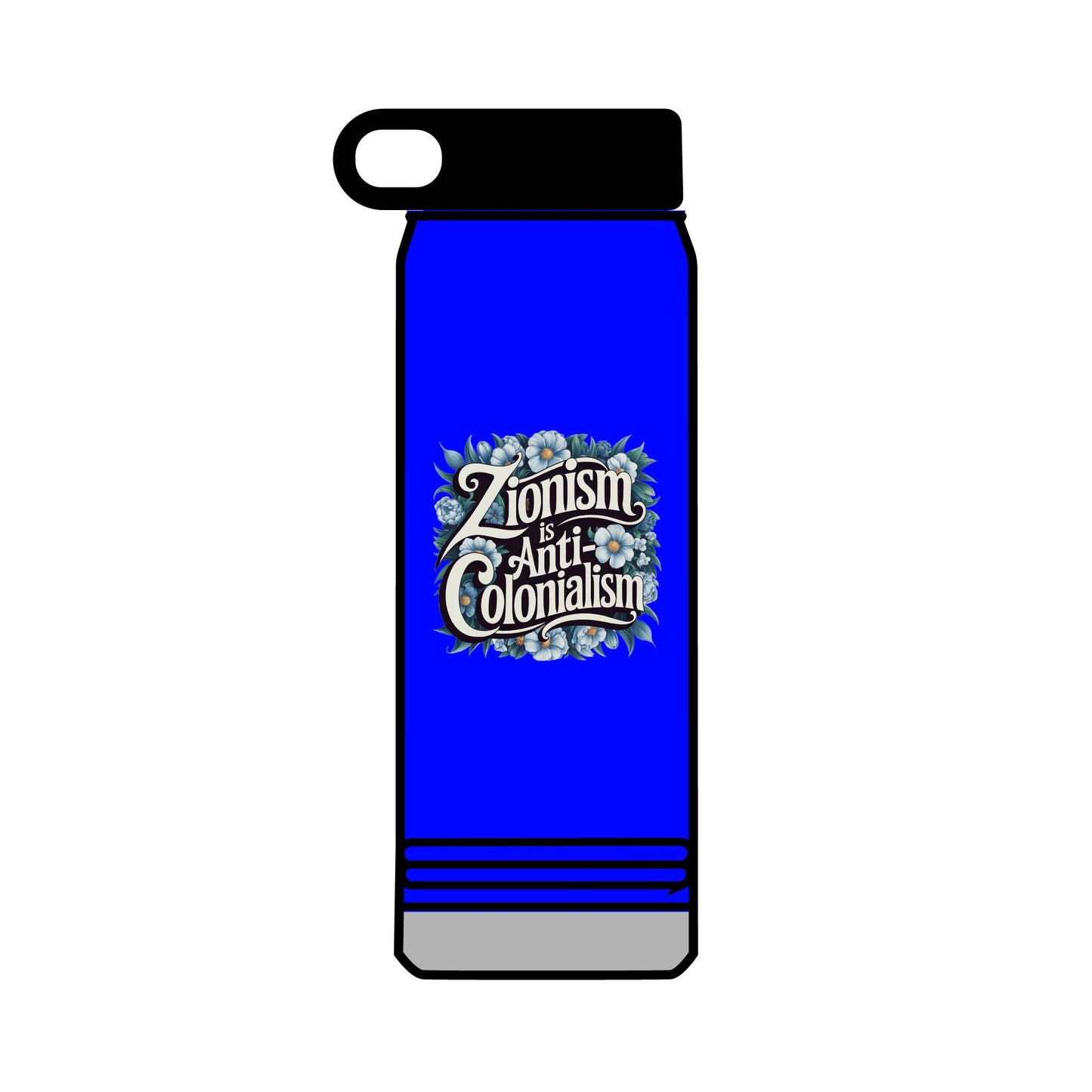 Water Bottle, 32oz - "Zionism is Anti-Colonialism" Flower Design (personalization available!)