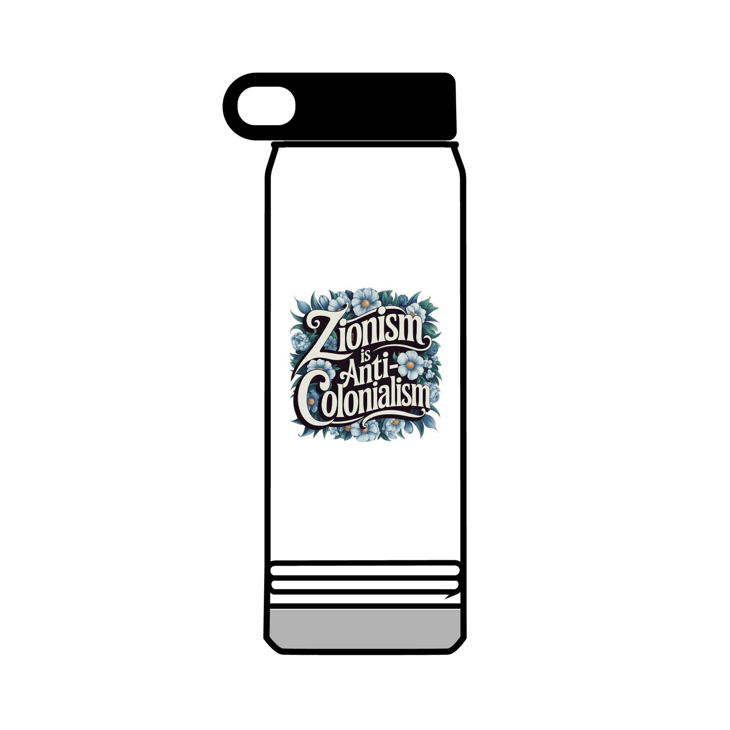 Water Bottle, 32oz - "Zionism is Anti-Colonialism" Flower Design (personalization available!)