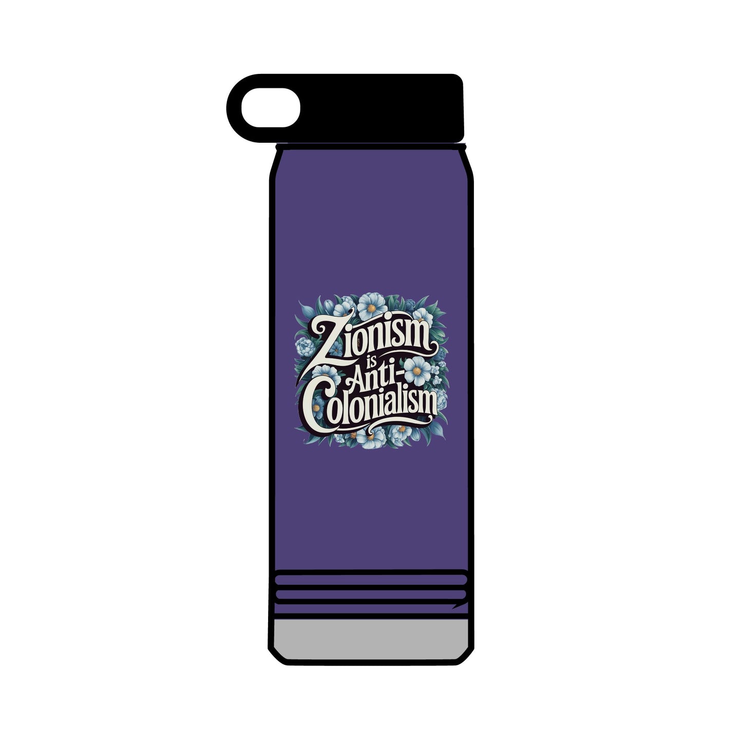 Water Bottle, 32oz - "Zionism is Anti-Colonialism" Flower Design (personalization available!)