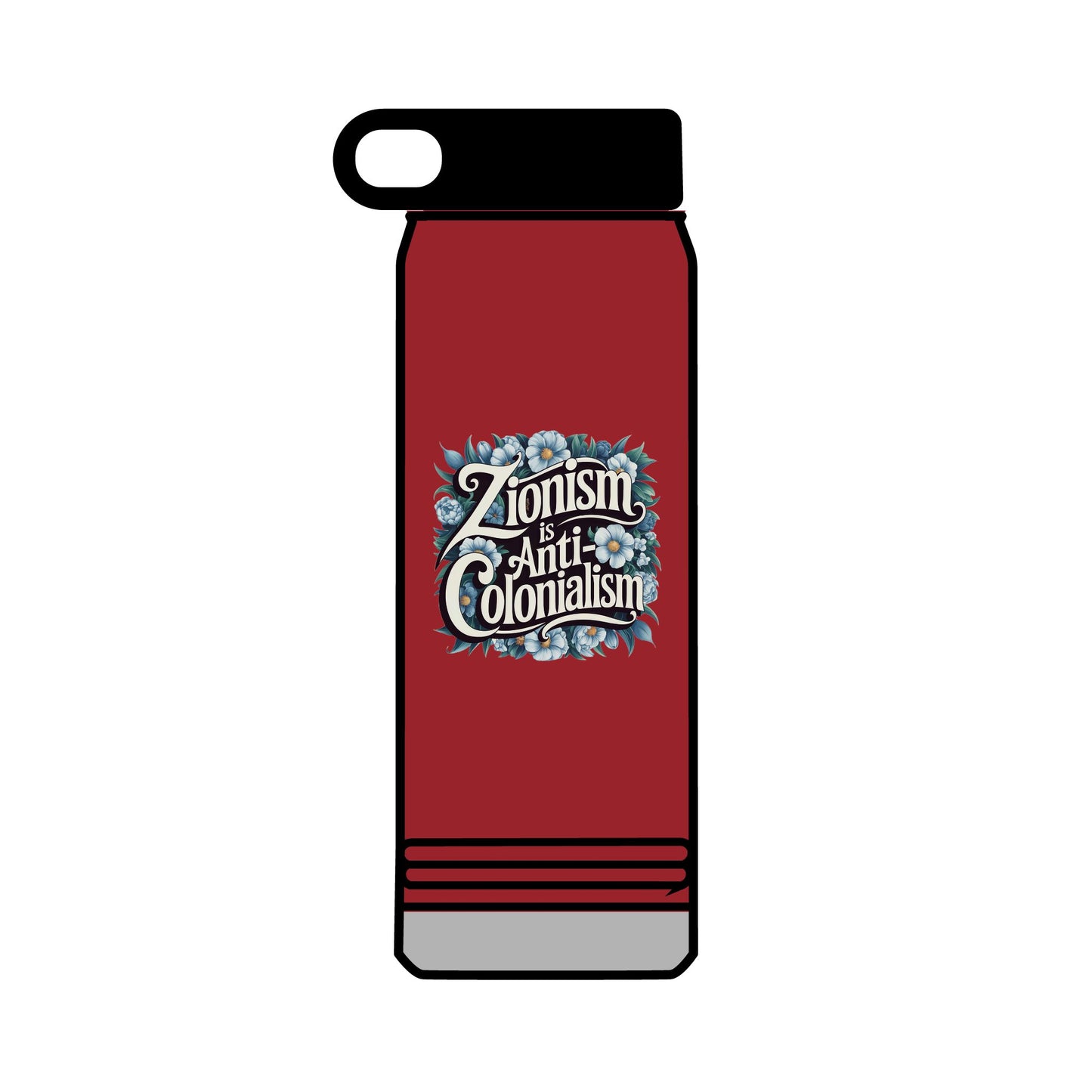 Water Bottle, 32oz - "Zionism is Anti-Colonialism" Flower Design (personalization available!)