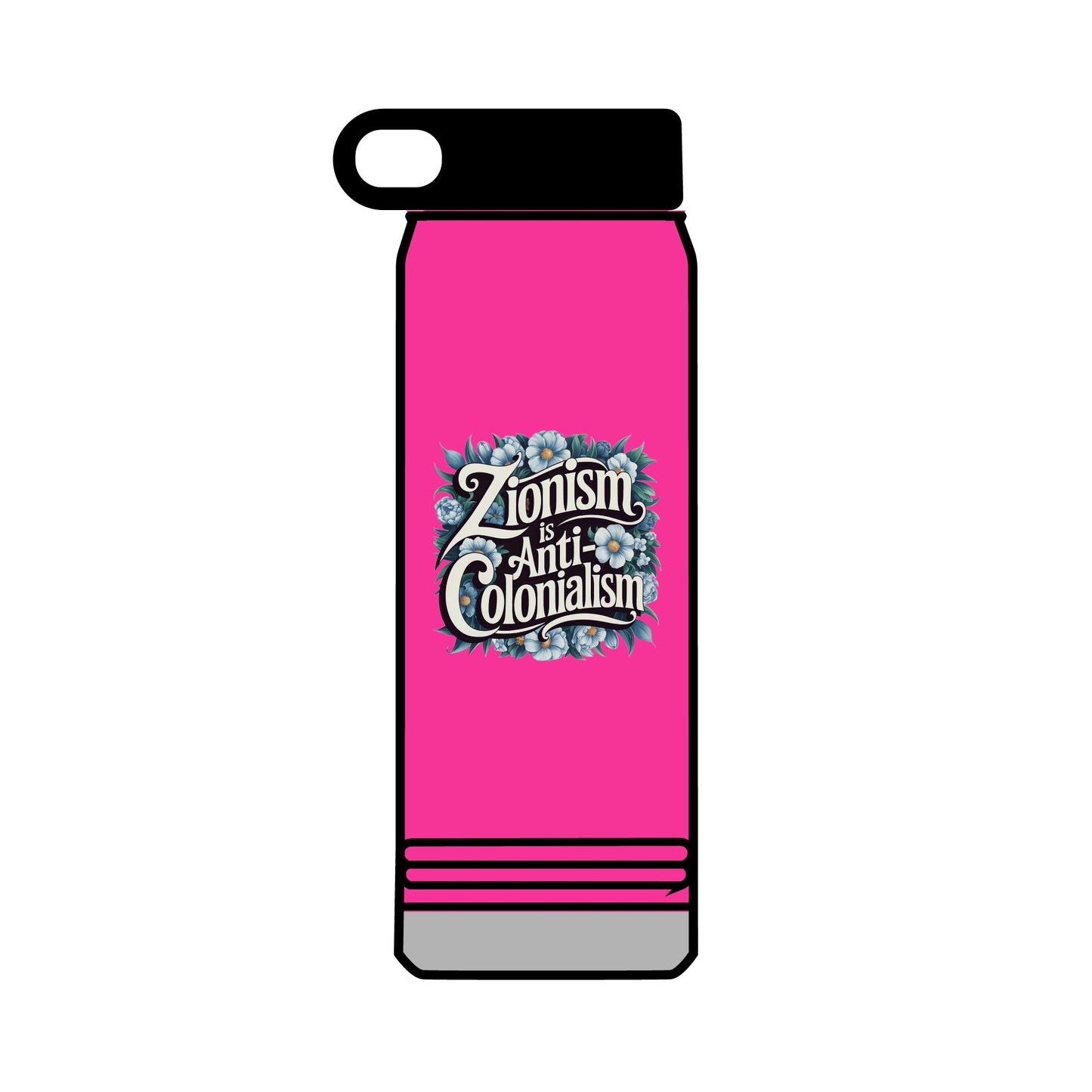 Water Bottle, 32oz - "Zionism is Anti-Colonialism" Flower Design (personalization available!)