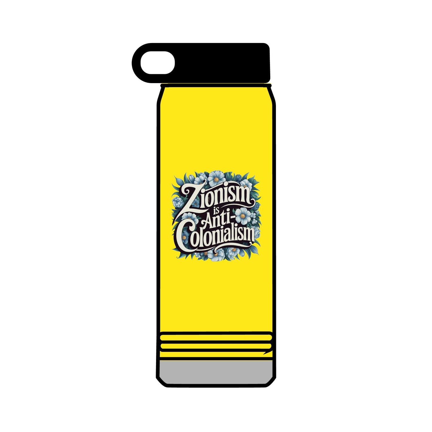 Water Bottle, 32oz - "Zionism is Anti-Colonialism" Flower Design (personalization available!)