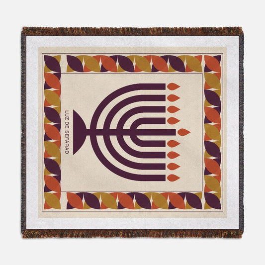 Luz de Sefarad - Woven Hanukkah Throw Blanket  | 🪬 Nova Nostalgia Original Design